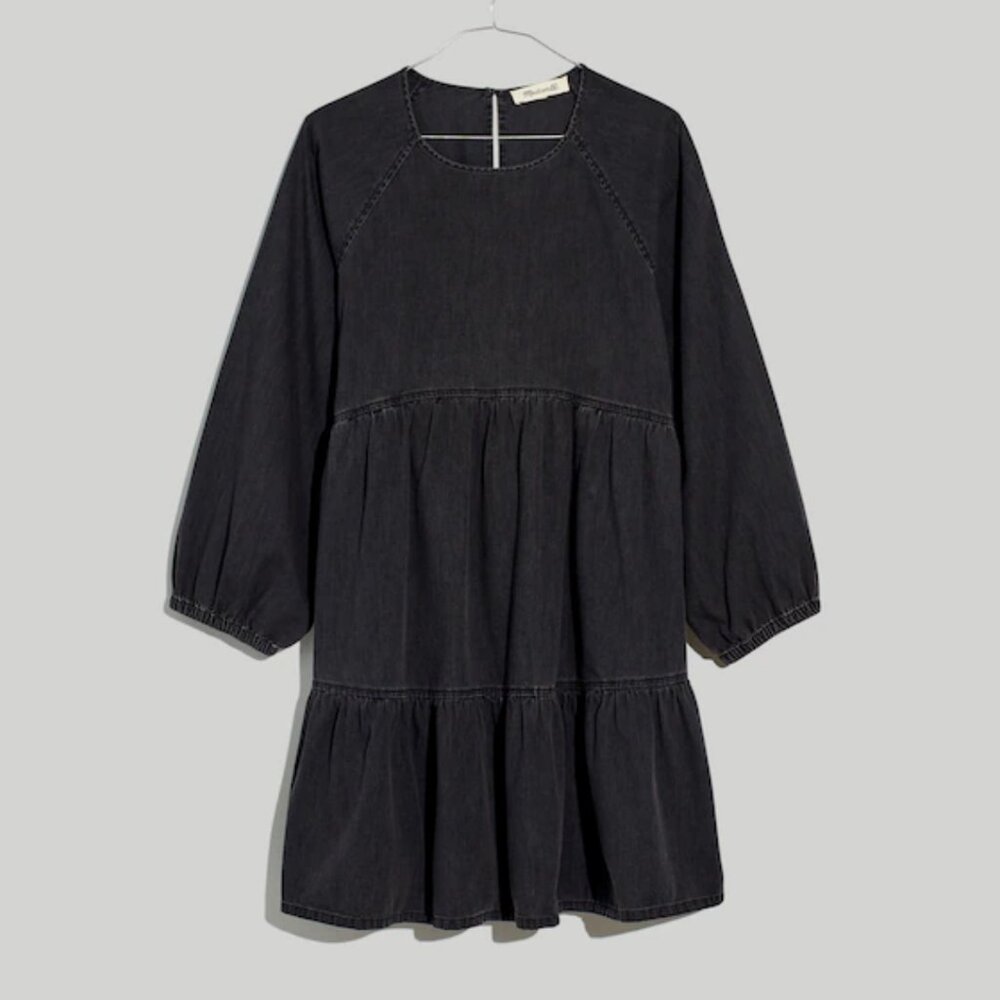 Madewell Denim Raglan-Sleeve Mini Dress in Lunar Wash Size M